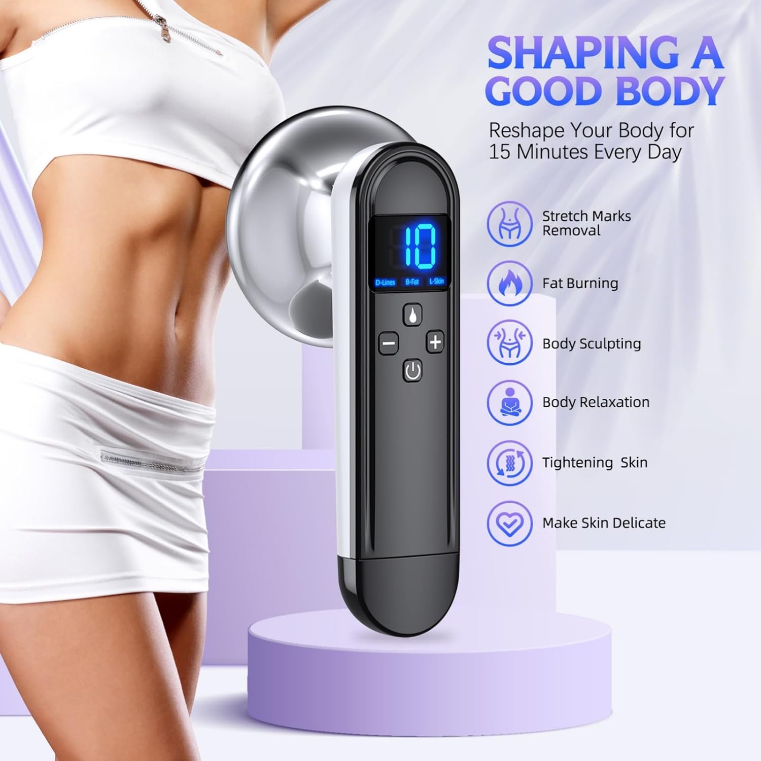 COMEBY Body Sculpting Machine - Professional Handheld Cordless Cellulite Massager - Suitable for Belly, Neck, Legs, Hip, Arms - Image 6