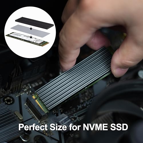Miniatura 4 de M.2 Paquete de 3 almohadillas térmicas de 13 Wm.k, 2.756 x 0.787 in, 0.020 in, 0.039 in, 0.059 in, almohadillas de enfriamiento de silicona de