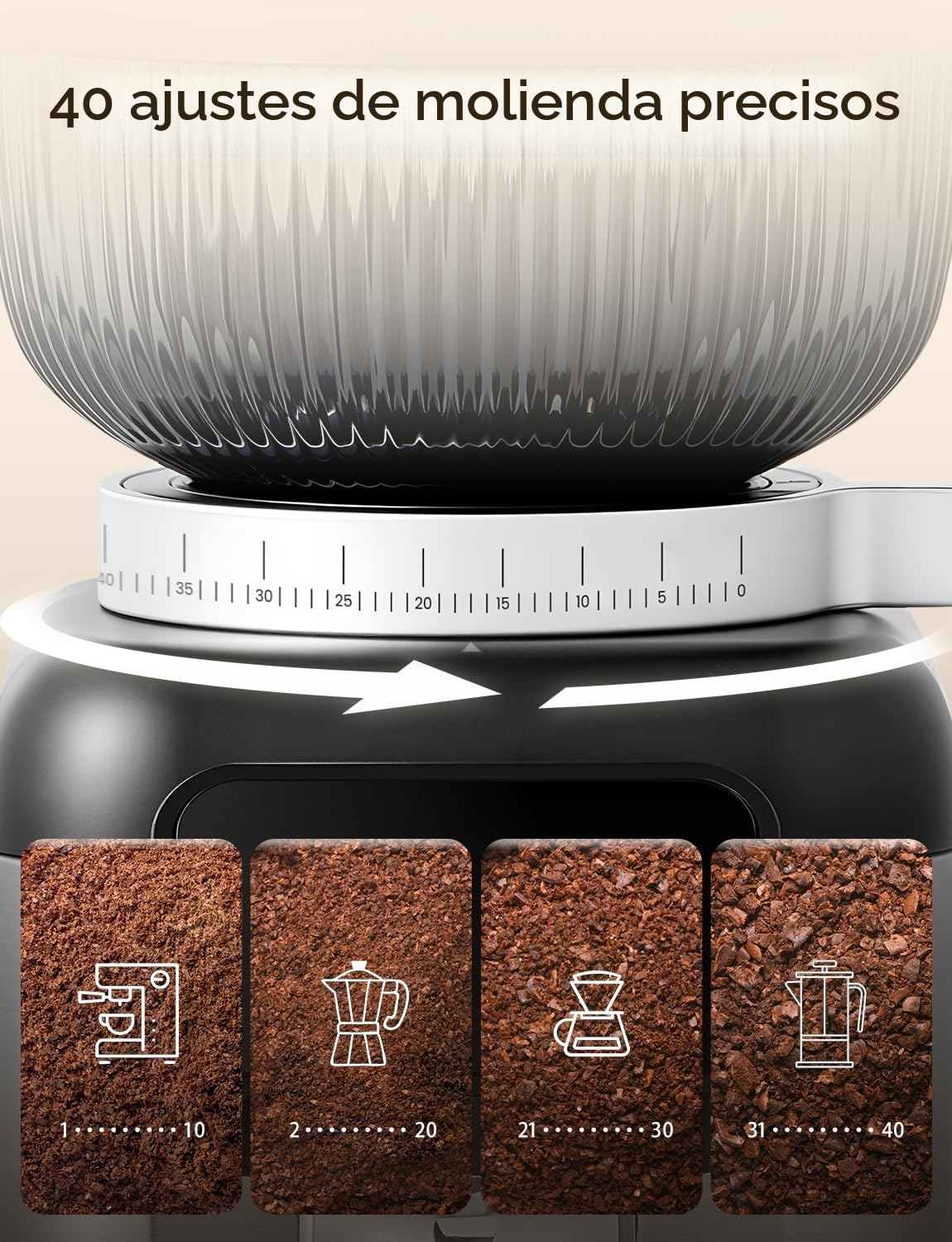 Neretva Cafetera Espresso Profesional de Acero Inoxidable Con Manómetro Visible & Molinillo Cafe Eléctrico Profesional 40 Niveles Precisión Molinillo Café