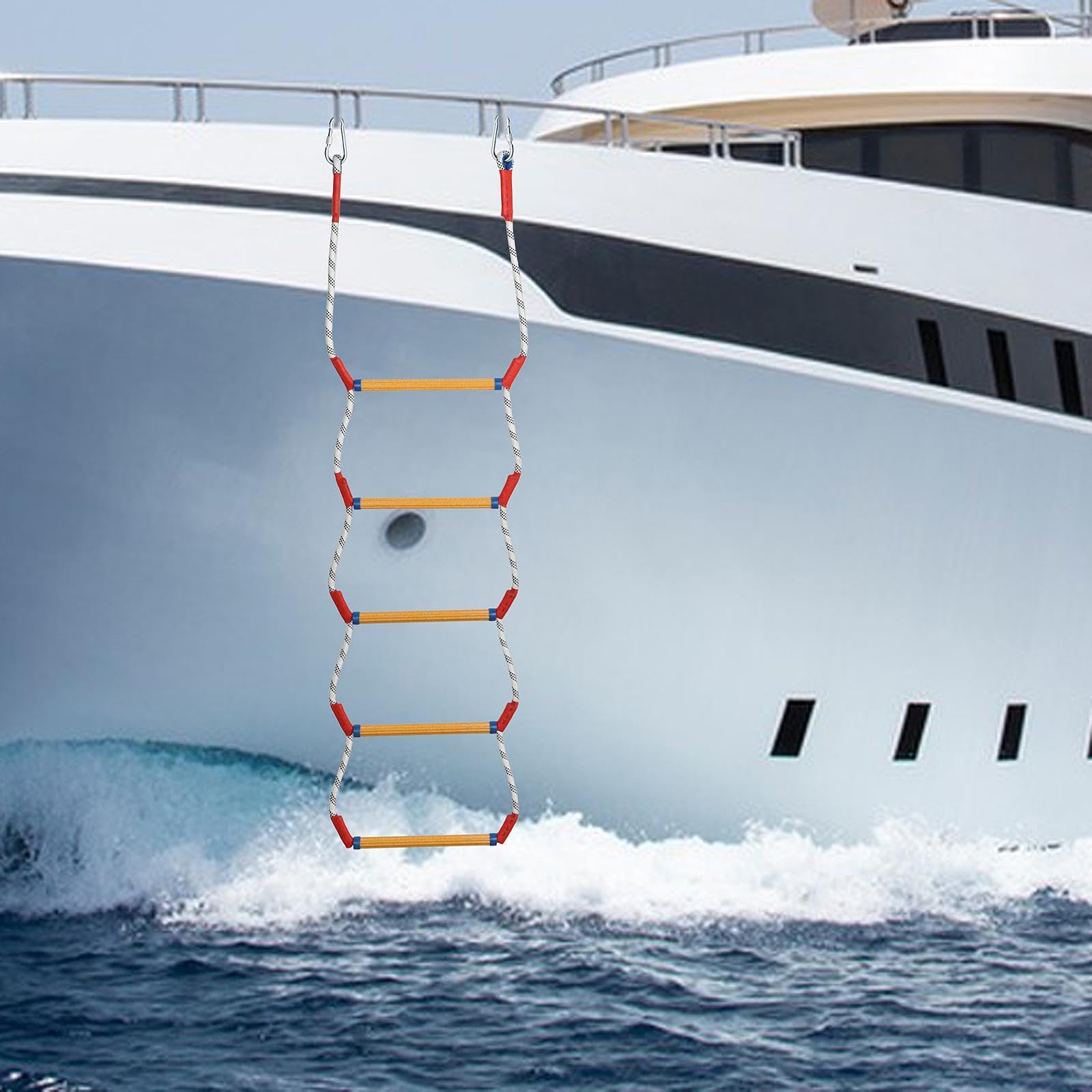 Scala Di Corda Marina Fityle Con Strisce Riflettenti - 3 Gradini, Nylon E Acciaio, Per Barche, Kayak E Gommoni - Foto 9