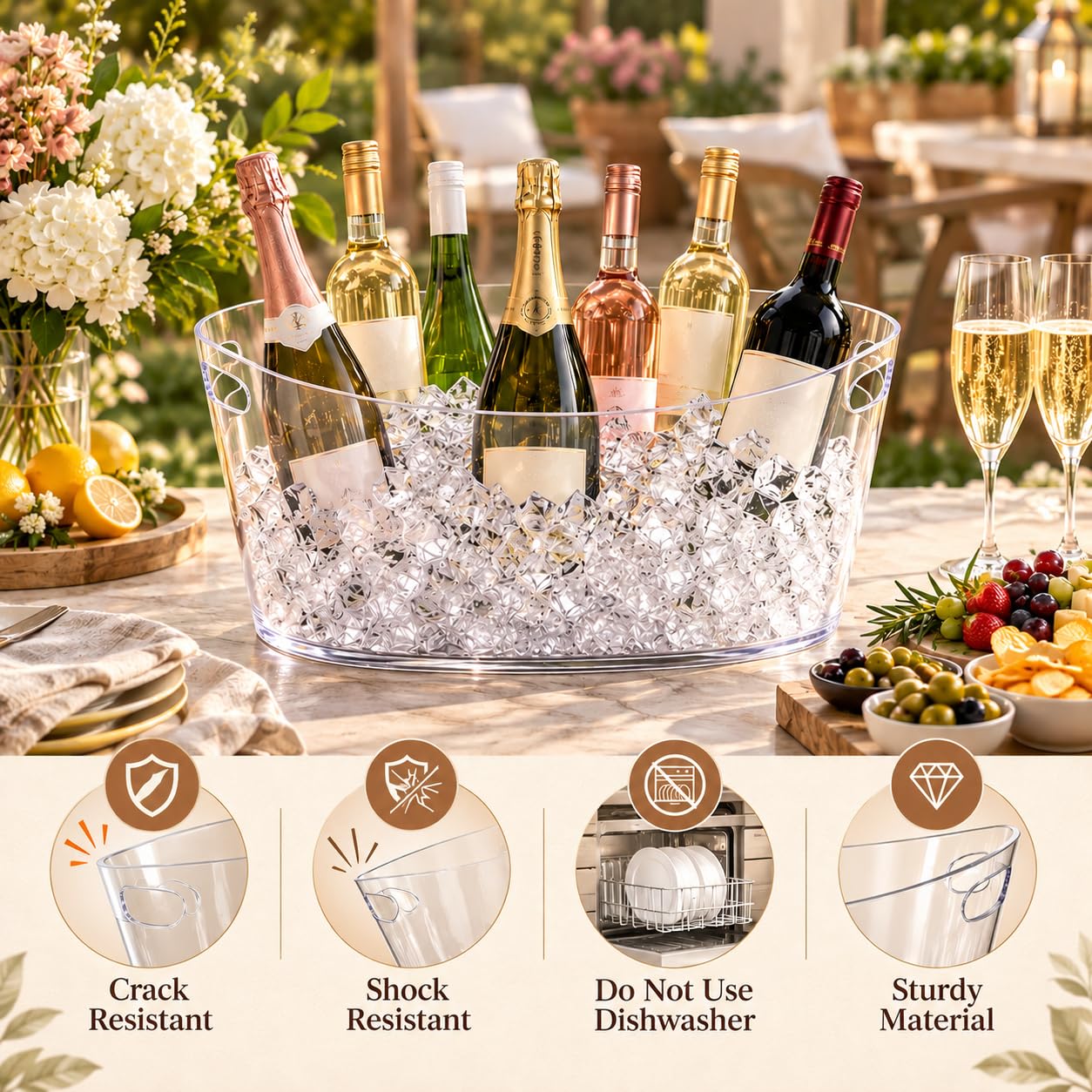 Large Ice Buckets - Party Set with Bottle Opener -4