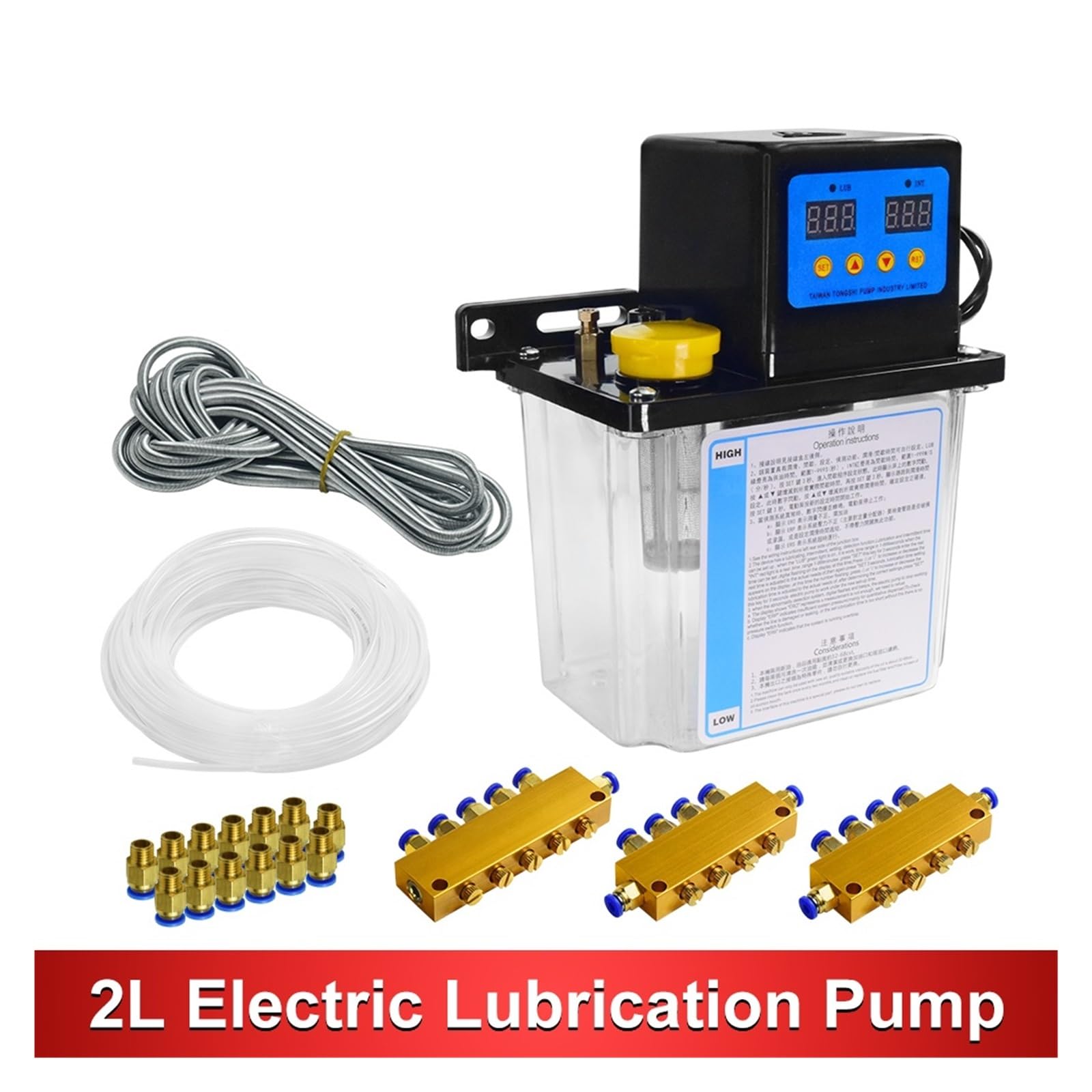 Bomba lubricante automática CNC Kit Bomba 2L 220V Aceite Automático CNC Grasa Electromagnética(2L Kit 6mm)