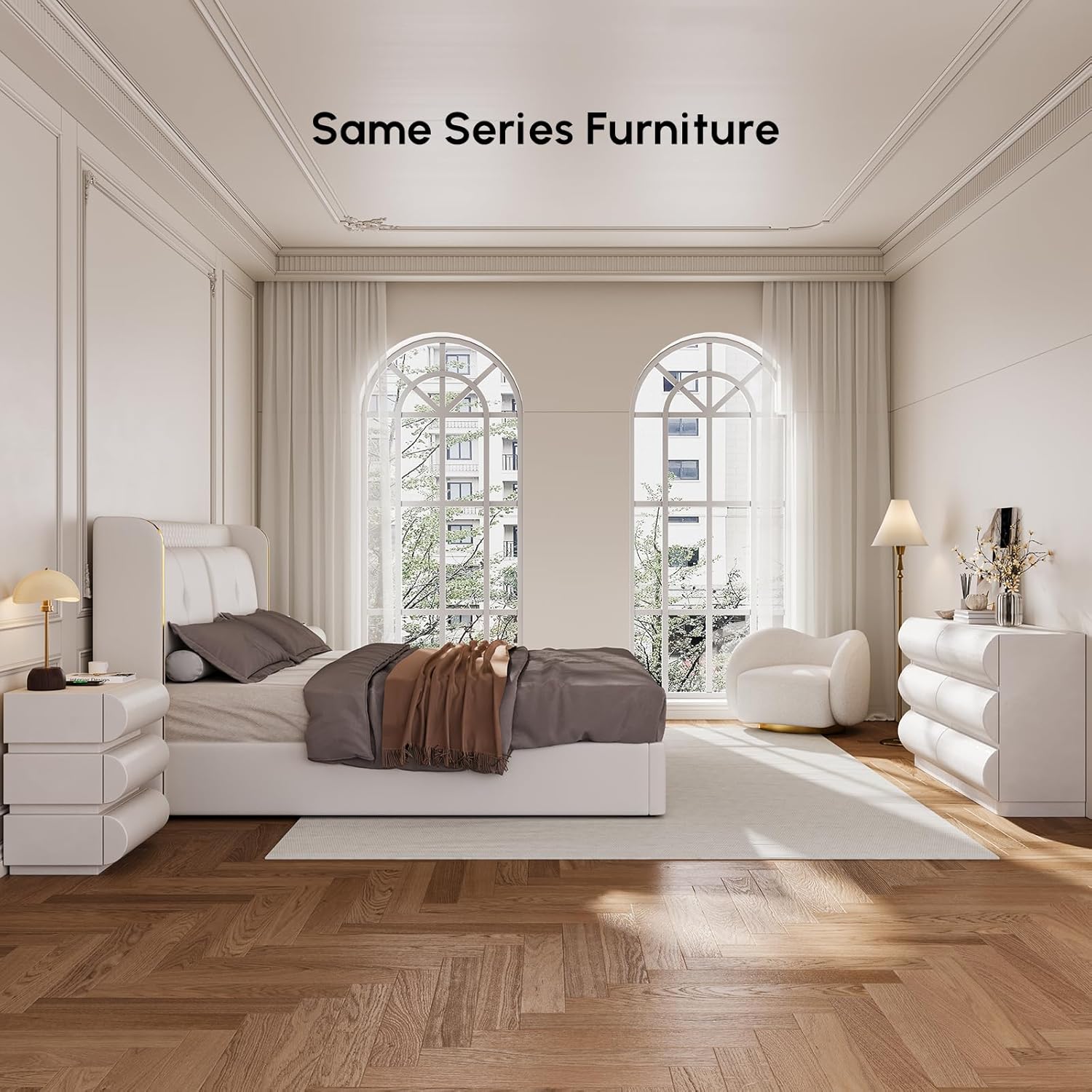 homary Modern 6 Drawers Dresser, 39.4" Wide Faux Leather Chest of Drawers with Modern Design, Storage Dressers Organizer for Bedroom Living Room Hallway, White