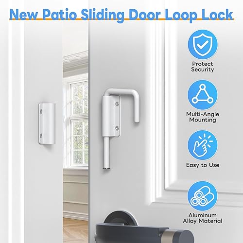 Miniatura 3 de Cerradura de bucle para puerta corrediza de patio, 2-38 pulgadas, en forma de U, cerradura de seguridad para el hogar de 90180 grados para puertas