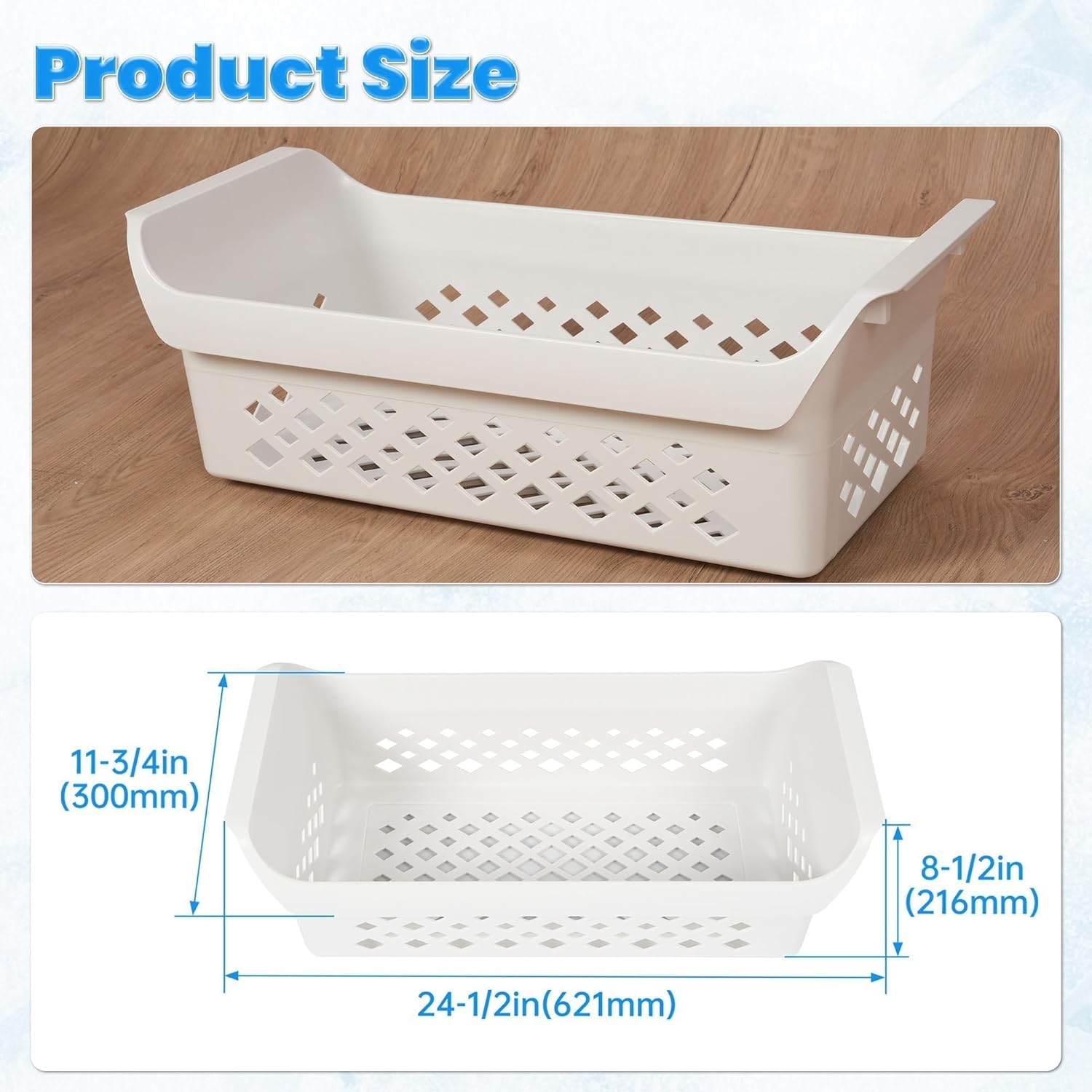 KUAFU 2 X 5304512718 24.5" Storage Basket Compatible with Frigidaire Chest Freezer Organizer Bins Storage Accessory
