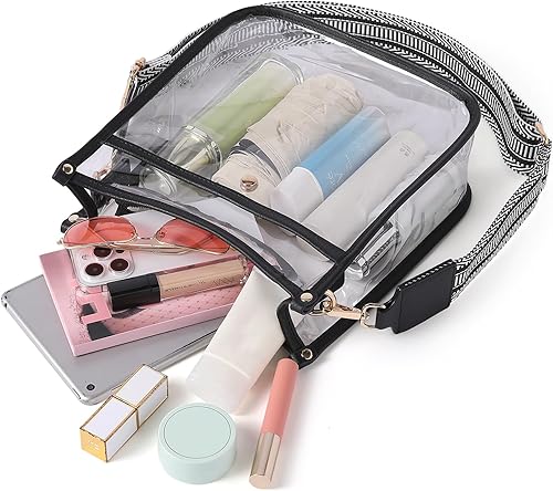 Miniatura 7 de CLUCI Bolso transparente, bolsa transparente para eventos en estadios, bolsa cruzada aprobada por estadios para mujer con correa ajustable