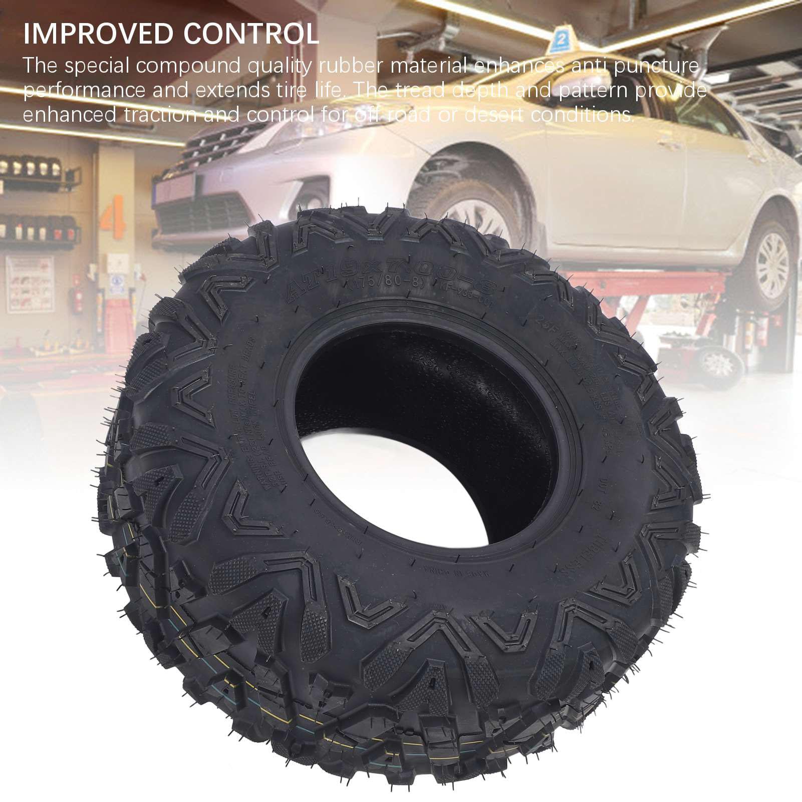 Opony ATV 19x7-8, 6-warstwowa Gumowa Opona Sportowa ATV 19x7x8 Opony Mini Bike Opony UTV Off Road Opony Bezdętkowe Wszystkie Terenowe Opony Błoto Trial Piasek Opony UTV Quad Tire
