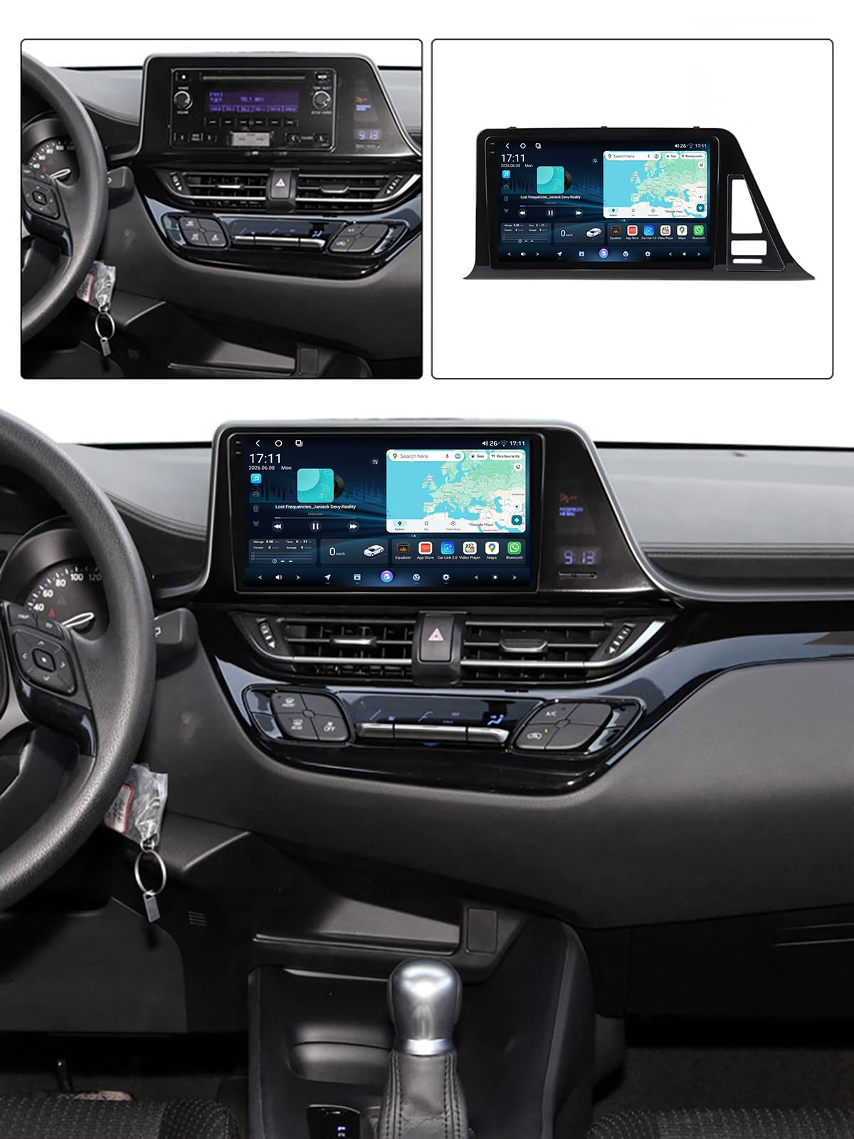 Android 15 Autoradio für Toyota C-HR CHR 2016 2017 2018 2019 2020 GPS Navigation 9 Zoll Touchscreen Auto Stereo Mit Multimedia-Player Car Radio FM SWC RDS Carplay Android Auto (H20 8Core 2+64G)