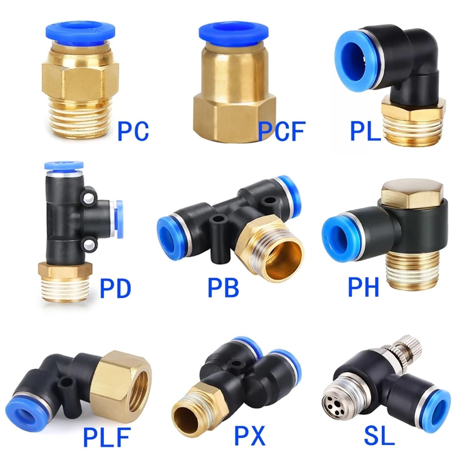 Conector rápido neumático de rosca de PC M5 1/4 3/8 PT1/2 manguera de poliuretano de 4 mm, 6 mm, 8 mm, 10 mm, 12 mm, 1 unidad (6-03 (6 mm-3l8))
