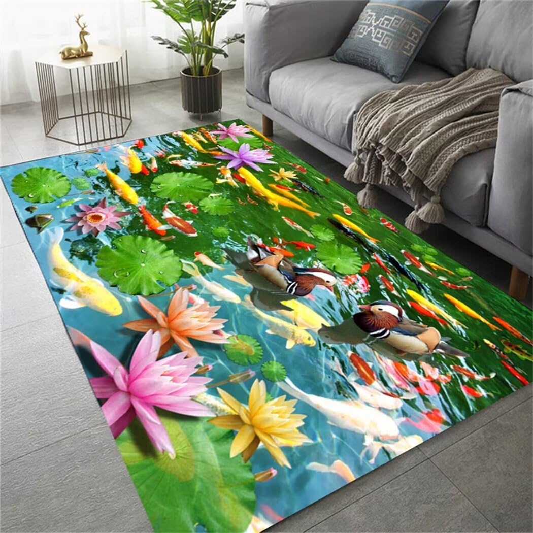 Tapis imprimé 3D vert 200x250 cm aux couleurs durables pour sublimer votre intérieur