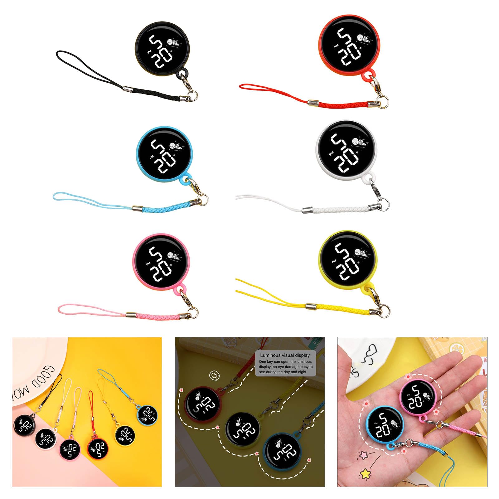LED Display Taschenuhr mit Schlüsselring Anhänger für Rucksack Clip