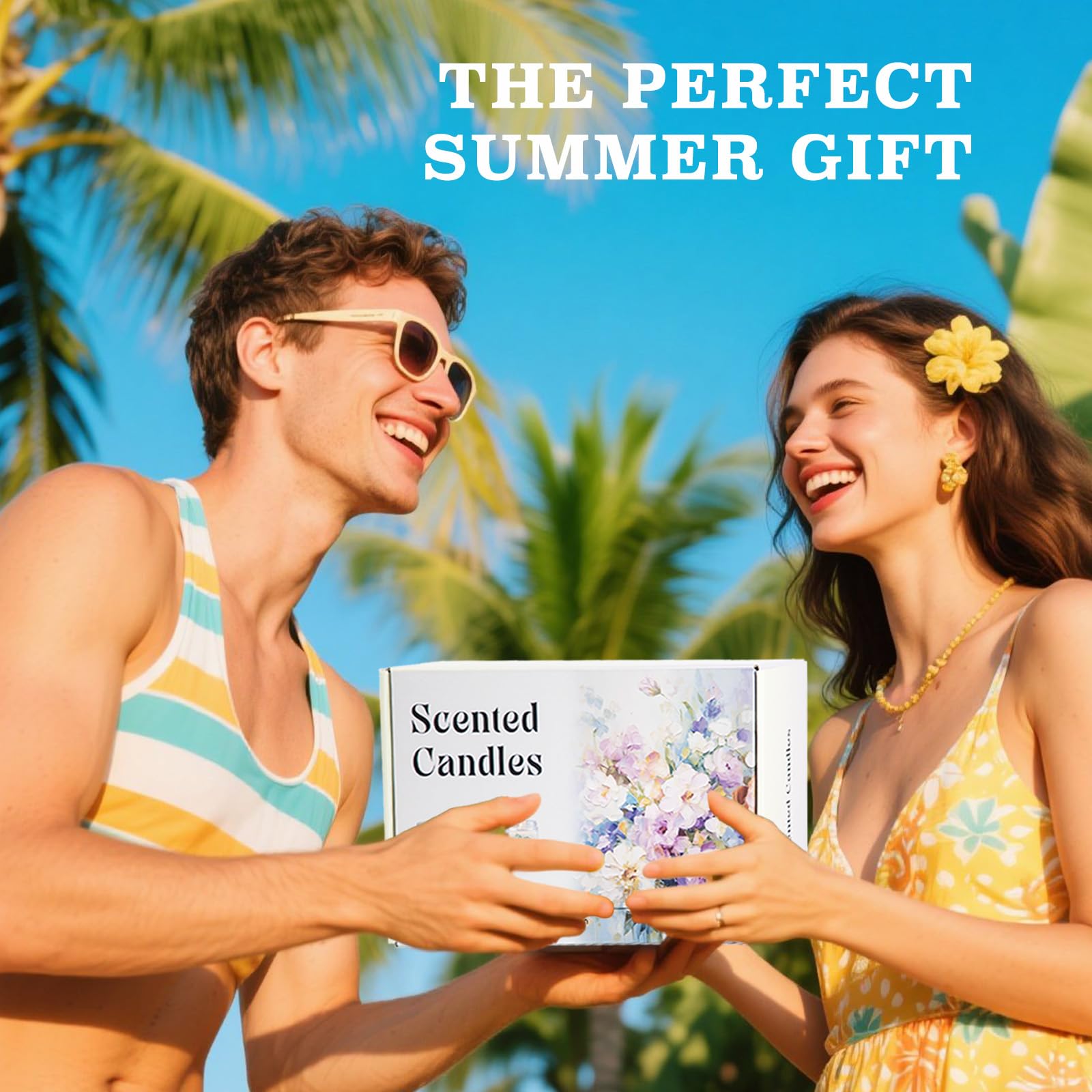 Juego de 6 velas perfumadas de verano con sandía, limón, menta, vainilla y coco, océano y lavanda, refrescantes velas de aromaterapia para decoración de verano y relajación 7