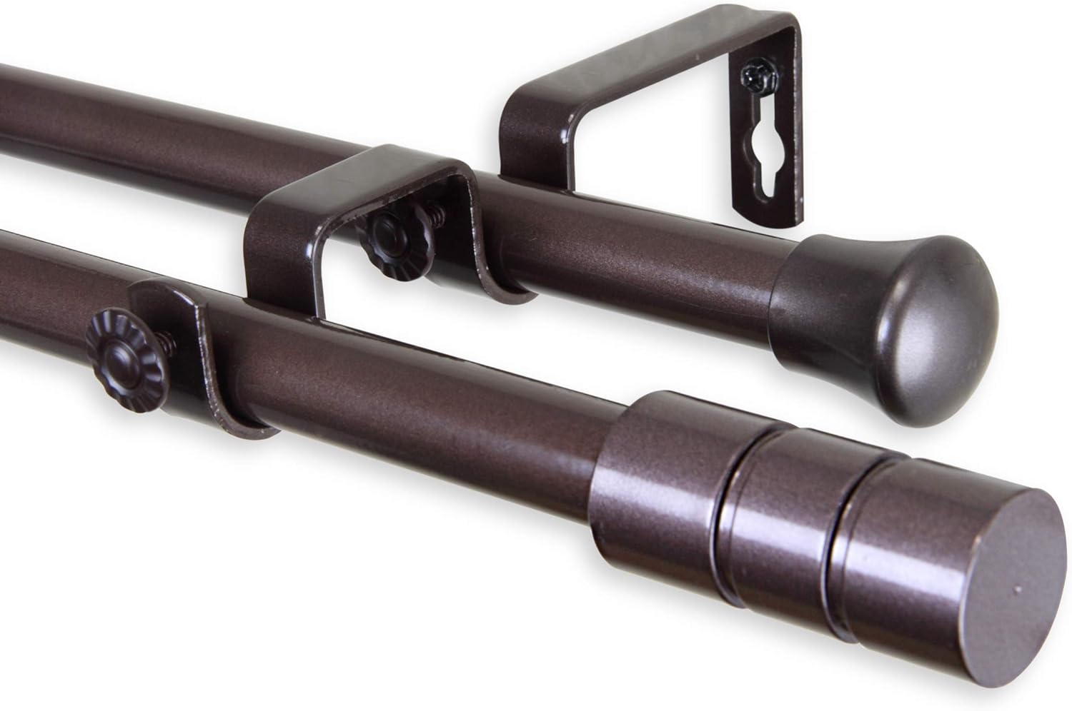 Theo Double Curtain Rod 28-48 inch - Cocoa