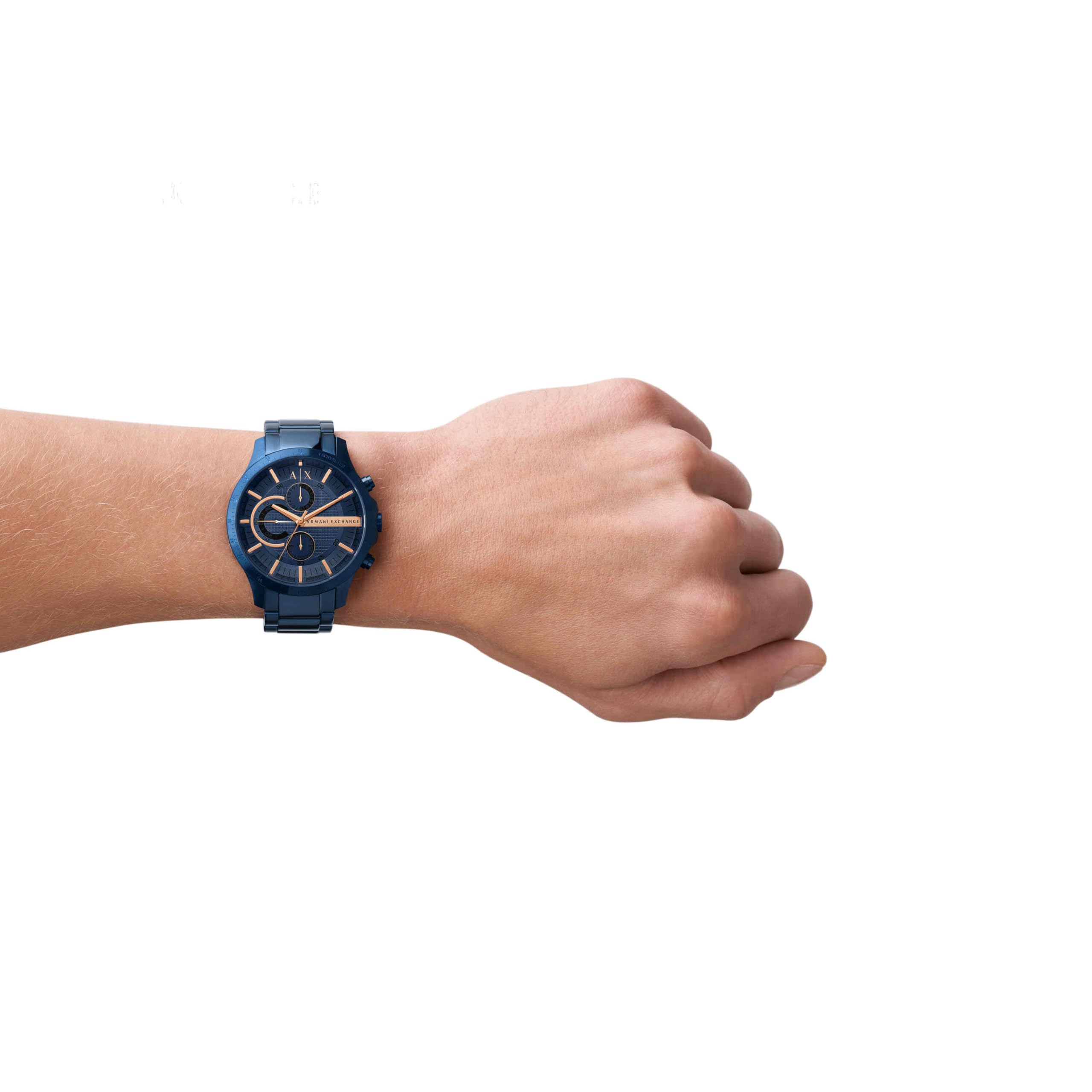 Armani Exchange Orologio per uomo, Movimento cronografo al quarzo e cassa da 46 mm con cinturino in acciaio