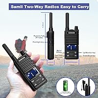 Vista 2 de SAMCOM GMRS Walkie Talkies - Radio bidireccional de 30 canales de mano, radios GMRS de 2 vías de 2 vatios con 121 códigos de privacidad, llamadas