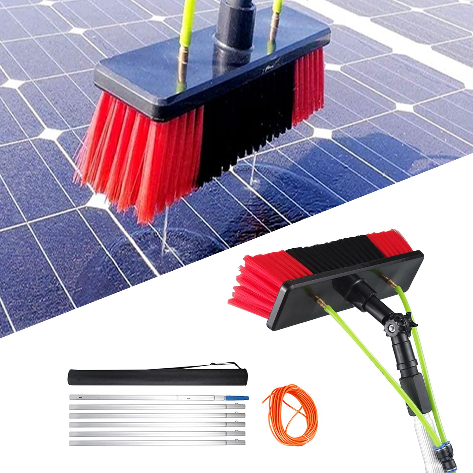 LMMIAOZ Solar Panel Cleaning Kit - Telescopic Water Fed Pole & Brush for Outdoor Window Cleaning, Ideal for PV Panels & Truck Windows, Efficient & Easy to Use