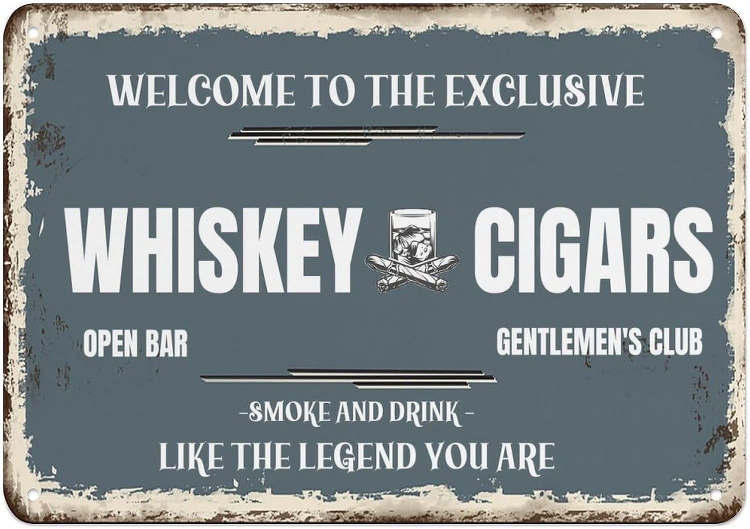 Anceky Welcome to the Exclusive Whiskey Cigars Open Bar Sign Bar Signs for Home Bar Funny Metal Tin Signs Bar Wall Decor Room Door Accessories Poster s 8x12 inch