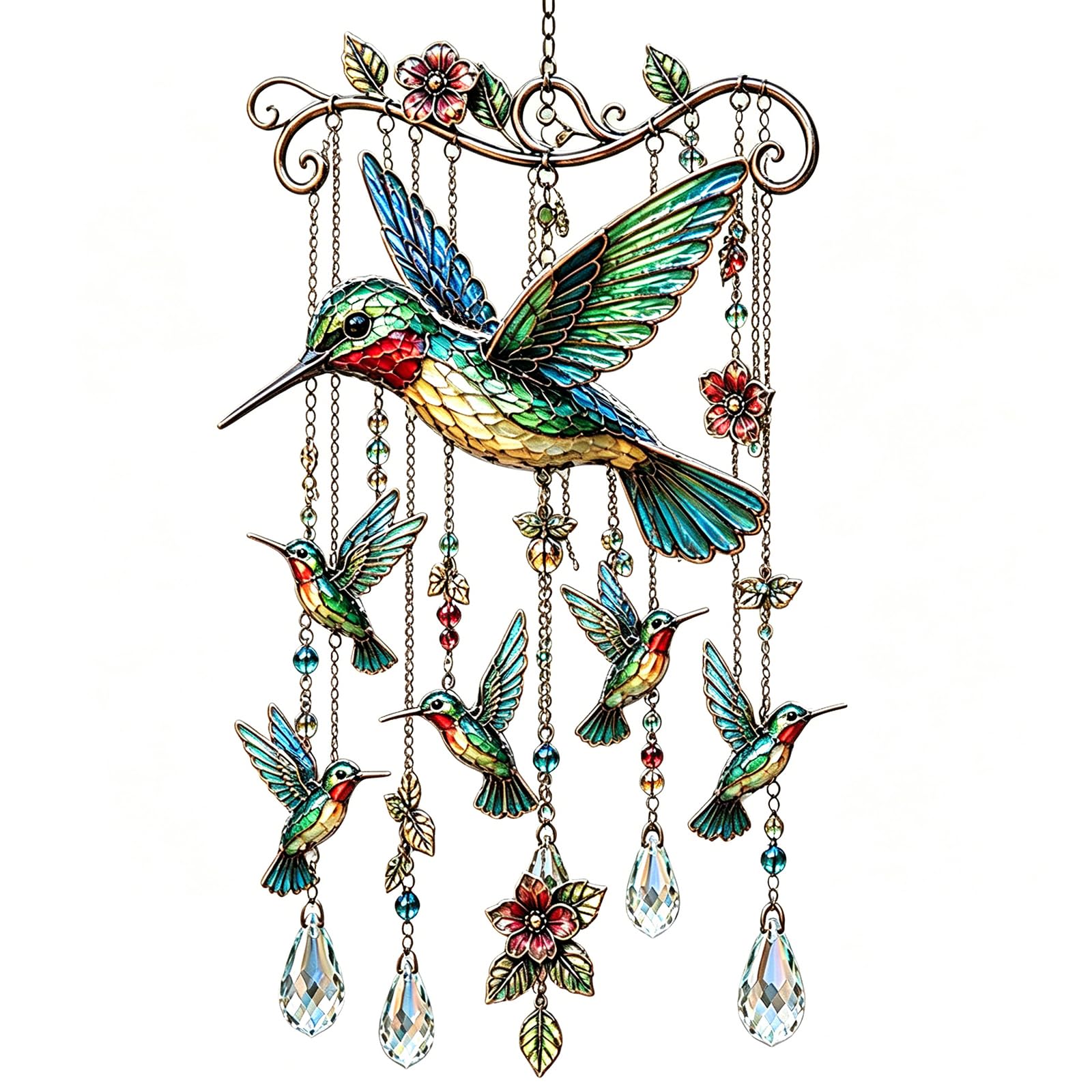 Graceful Hummingbird Wind Chime, Wind Chimes for Outside, Colorful Bird Yard Decorations Outdoor, Memorial Gardening Gift for Women, Mom, Grandma Nature Lovers