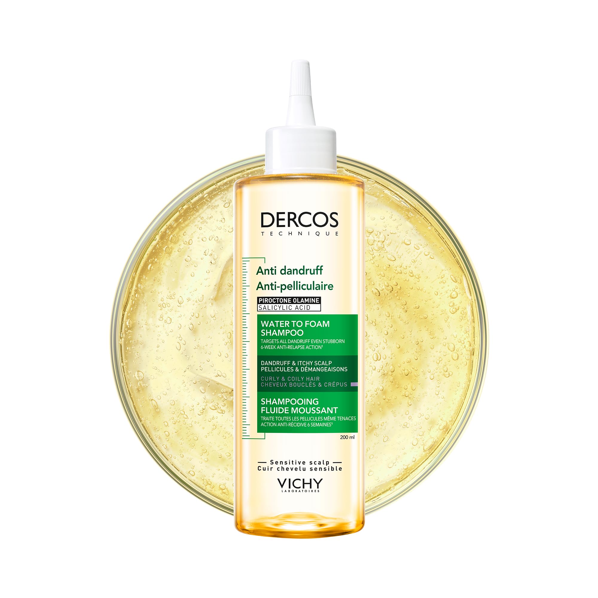 Vichy Dercos Anti-Dandruff Water to Foam Shampoo with Salicylic Acid, 200ml