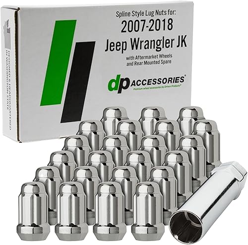 Miniatura 7 de DPAccessories Tuercas de llanta compatibles con Jeep Wrangler JK 2007-2018, con ruedas de aluminio del mercado de accesorios, tuercas negras -