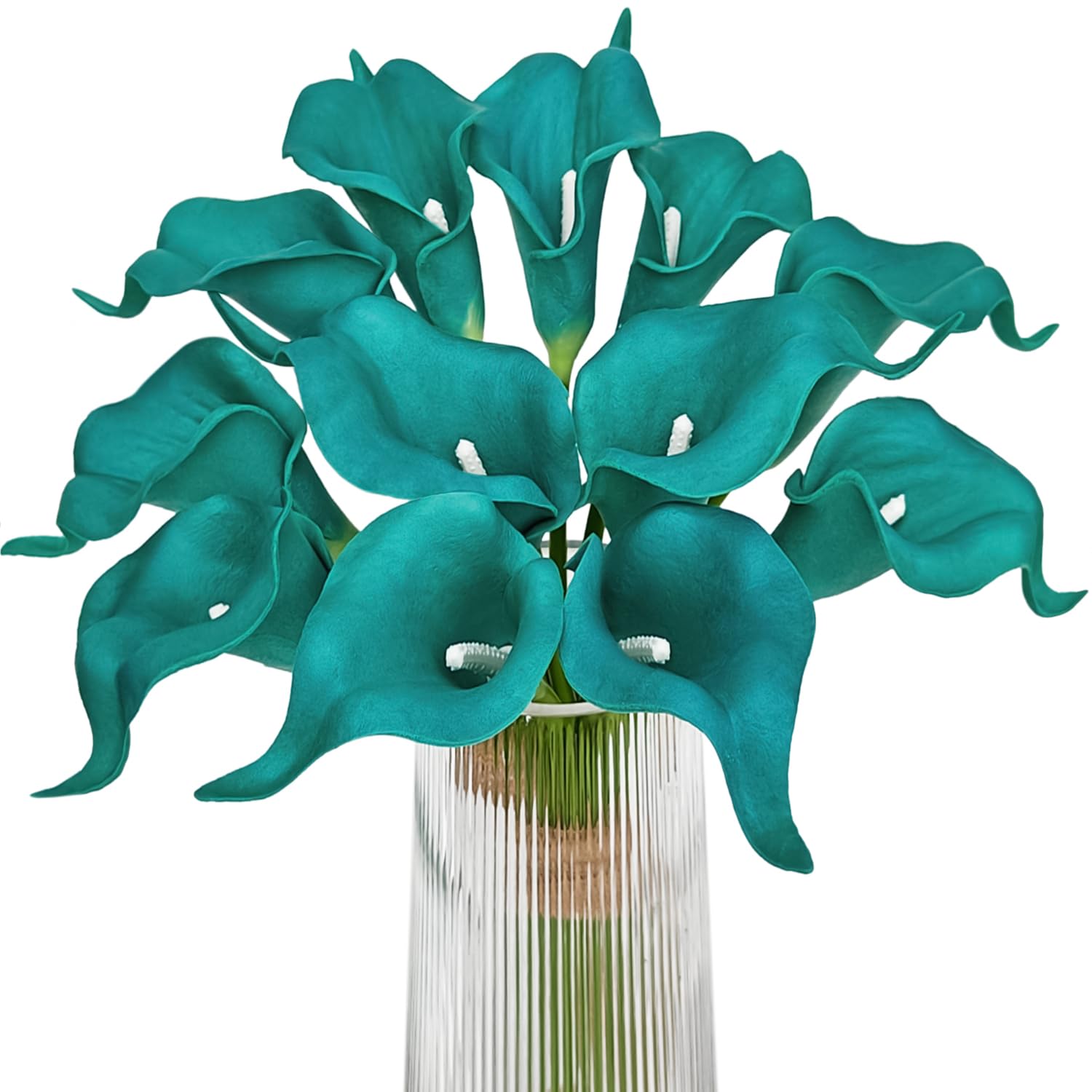 Letjolt Artificial Calla Lily Teal Flowers for Wedding Bouquet Klein Blue Flower 12Pcs Home Decoration Faux Calla Lilies Flower, Teal Blue โ image 1