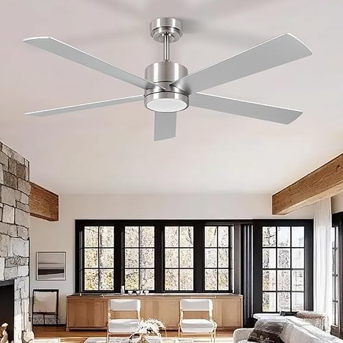 Miniatura 9 de KOWNPY Ventiladores de techo de 52 pulgadas con luces con control remoto motor CC reversible, 5 cuchillas, 3CCT, regulable, ventilador de techo con