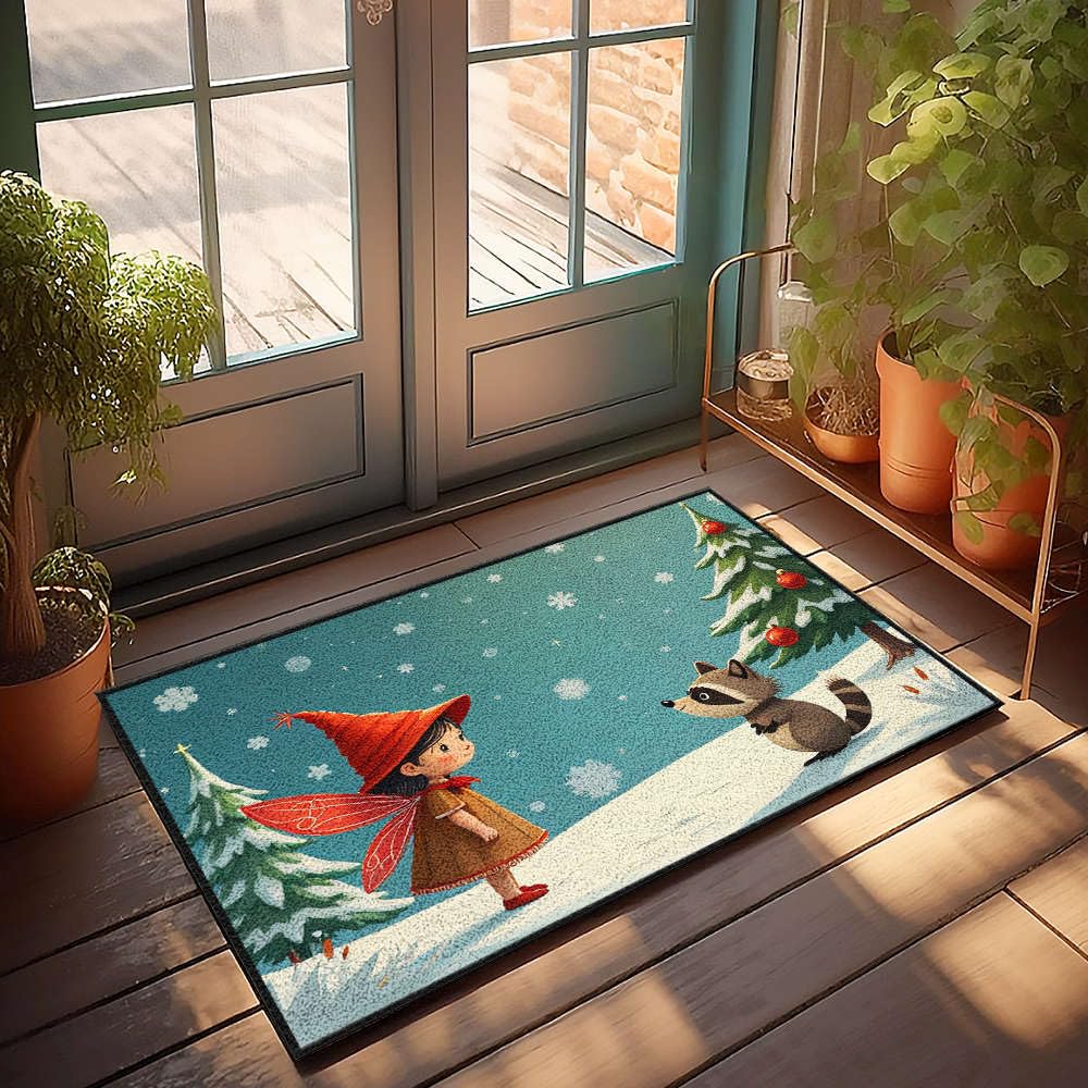 Tapis de bienvenue magique 65x90 décor d'hiver paillasson chambre fille