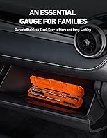 Vista 3 de AstroAI Manómetro de presión de neumáticos de lápiz, paquete de 2 (10-75 PSI, 10-120 PSI ± 2% de espacio), tapas de válvula con estuche, cuerpo