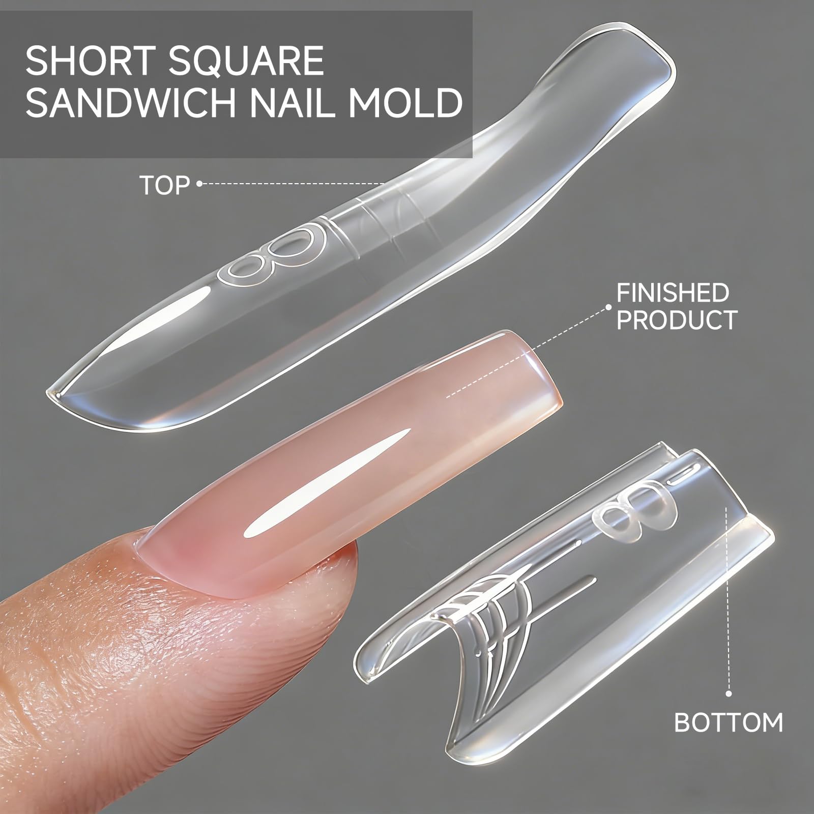 Set di 240 forme per unghie a doppio sistema, 120 fustelle superiori e 120 fustelle inferiori con 1 pennello per unghie, punte finte per extension per unghie finte a stiletto, per gel in