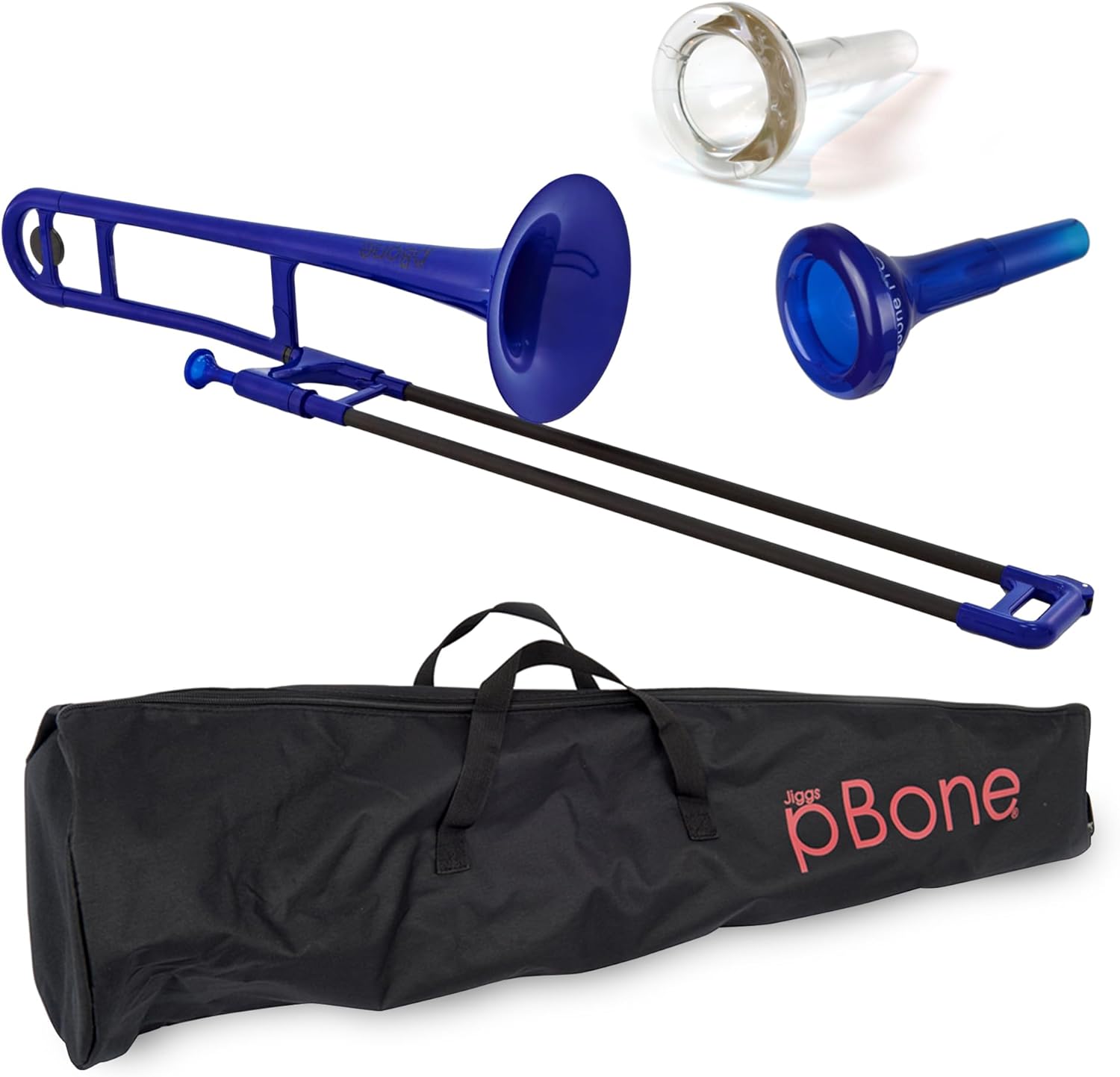 pBone Bb Plastic Trombone - Lightweight pInstruments Design with Ergonomic Grip - Includes Mouthpieces & Carrying Bag - Authentic Bb Sound for Students & Beginners - Durable ABS - Blue