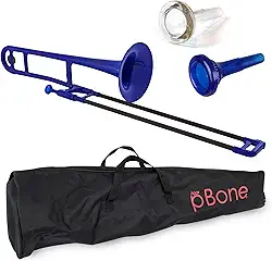 pBone Trombone de plástico pInstrument – Bocal e bolsa de transporte – Leve versátil, aderência confortável – Som autêntico Bb para estudantes e iniciantes – instrumentos infantis – estrutura ABS –