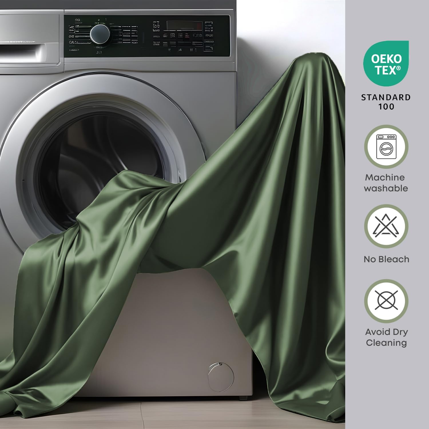 LINENWALAS Premium 100% Viscose Derived from Bamboo Queen Bed Sheets Set - Ultra Soft, Breathable & Cooling, Ideal for Hot Sleepers, 16" Deep Pocket, Hotel Luxury Bedding (Avocado Green, Queen Sheets) - Image 7