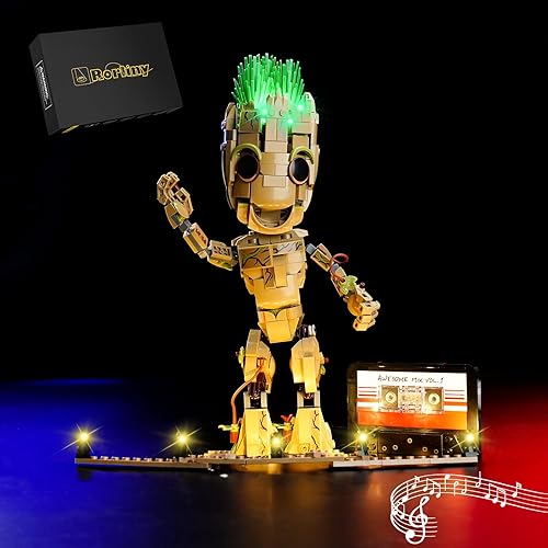 Rorliny Kit de luz LED para Lego Marvel I am Groot 76217 juego de iluminación compatible con Lego 76217-versión musical solo luces sin modelos Lego