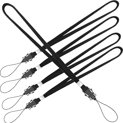 YOUOWO Paquete de 5 cordones de muñeca desmontable pequeña mano negro cordones para teléfono USB clave identificación tarjeta insignia