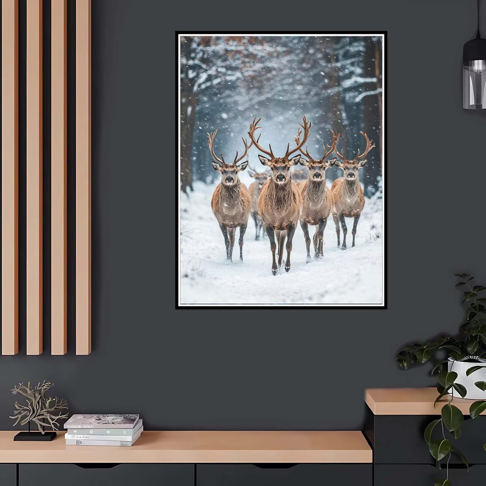 Malen Nach Zahlen Erwachsene Winter Motiv, Reh Malen Nach Zahlen ab 7 Jahre Mädchen Geschenk, DIY Kinder Paint by Numbers 60x90cm Leinwand mit Pinseln und Acrylpigment für Zimmer Deko Aesthetic -1120
