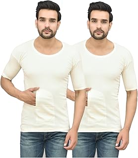 underloop Interlock Cotton Off White/Grey Pocket Vest for Men (Pack of 2)-picture-13