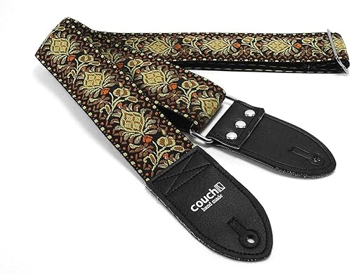 Correa de guitarra boho de los años 60 con cinturón de seguridad reciclado, fabricado en Estados Unidos por Couch Guitar Straps, Atardecer