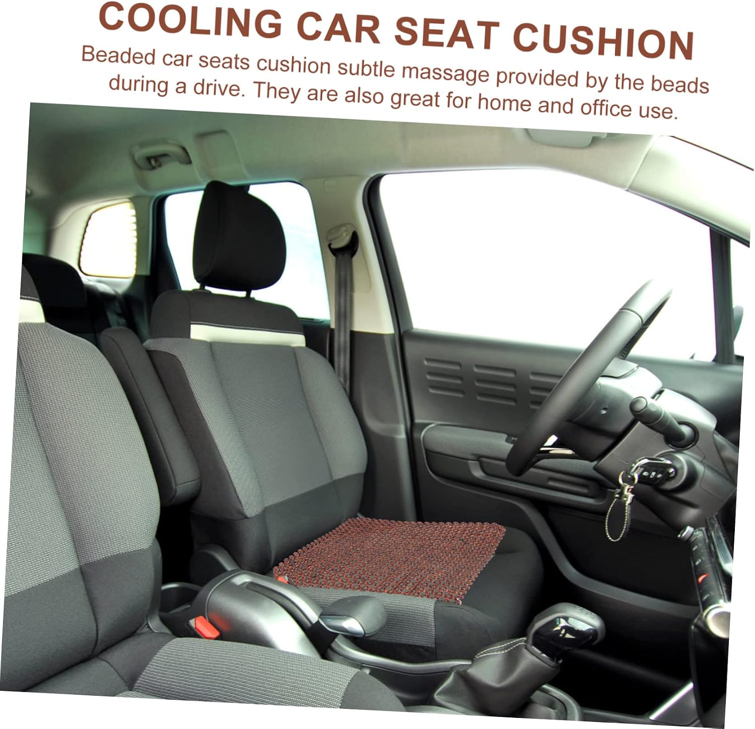 Beaded Car Seat Cushion Durable Wooden Bead Cooling Pad for Summer Comfort Breathable Chair Seat Cover for Cars and Home Use Easy Installation