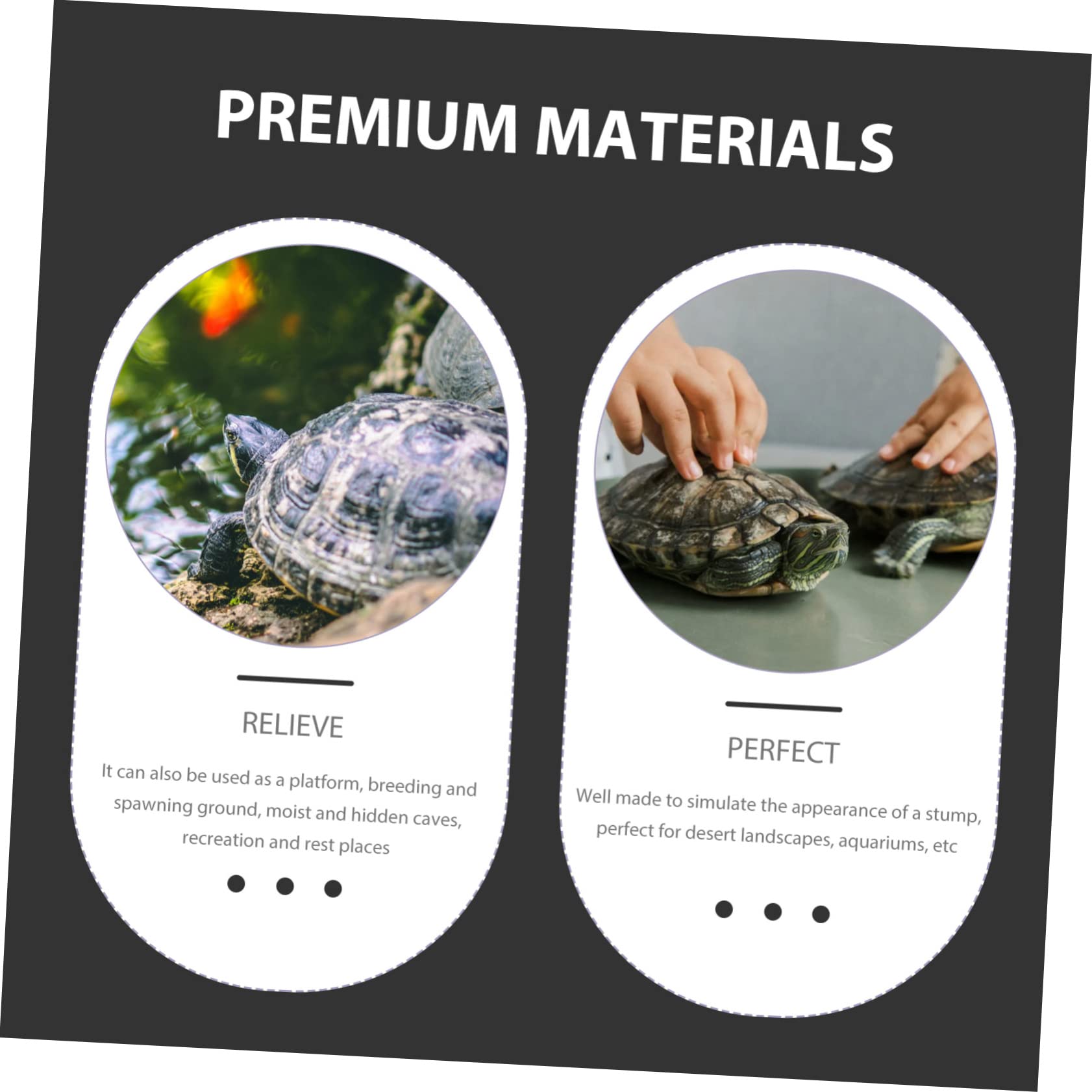 VICASKY Terrarium Reptile Hideout Vivid Stump Habitat Simulated Turtle Basking Platform Tortoise Ramp Resting Spot for Snakes Lizards and Amphibians