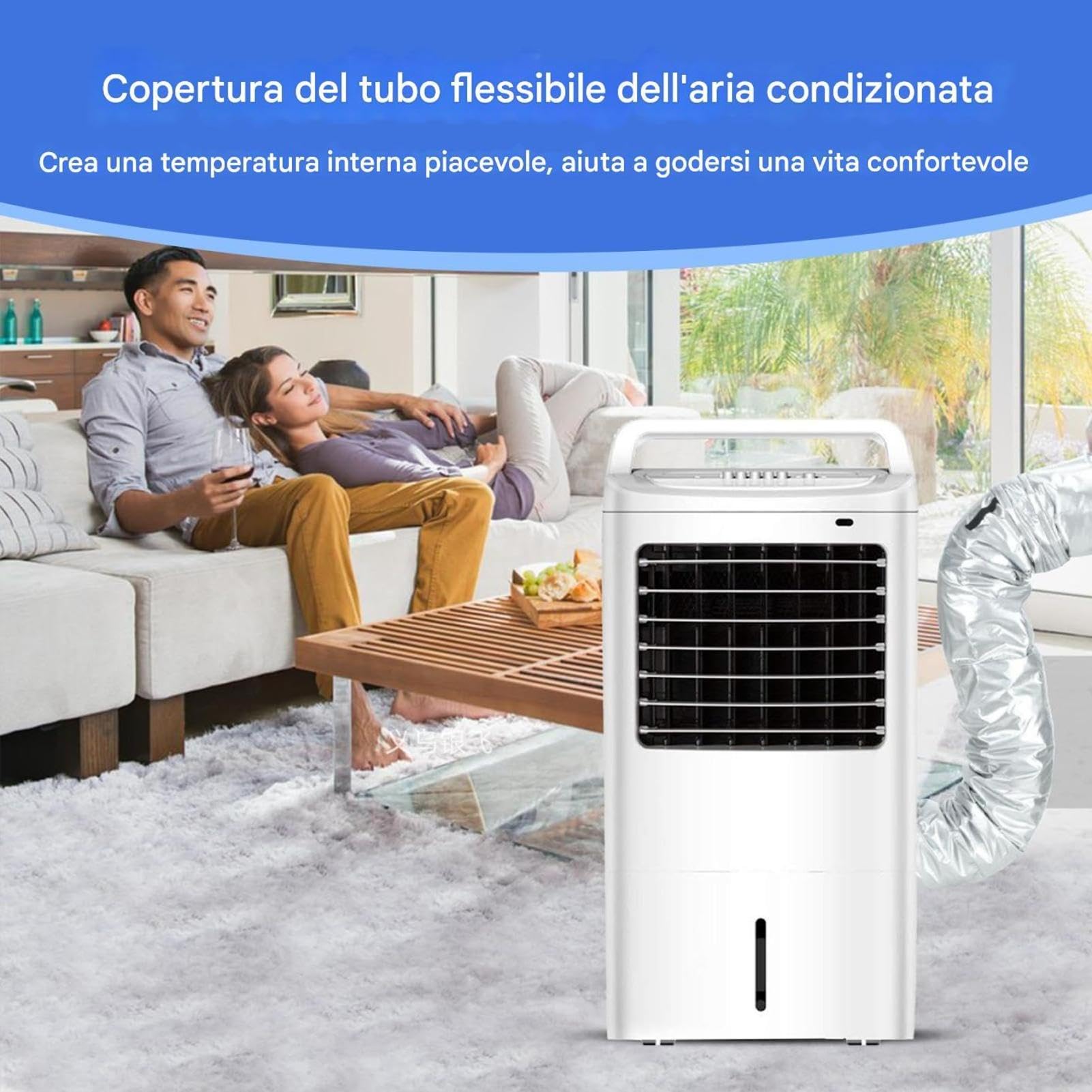Guaina Isolante Tubo Condizionatore Portatile, 150 Cm Copertura Termica Impermeabile Per Tubo Scarico Aria Calda, Protezione Flessibile Riduce Dispersione Calore E Migliora Efficienza Clima Mobile