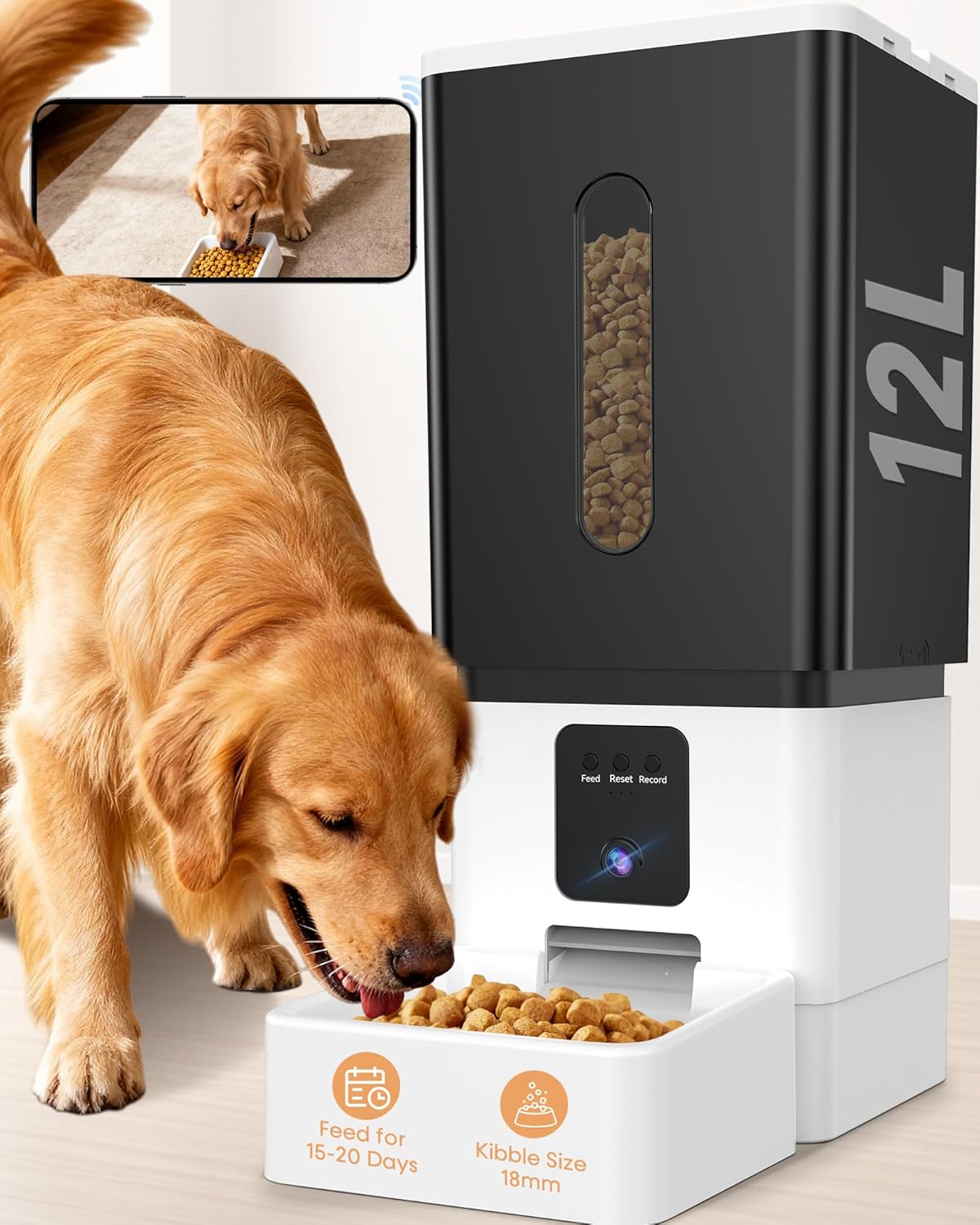 UTCG Large Breed Automatic Dog Feeder — Dual Power Backup for Reliable Meals