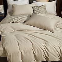 Vista 4 de MooMee Juego de funda de edredón de algodón de fibra extra larga de 600 hilos, textura de algodón egipcio, satén sedoso, suave, cómodo, duradero