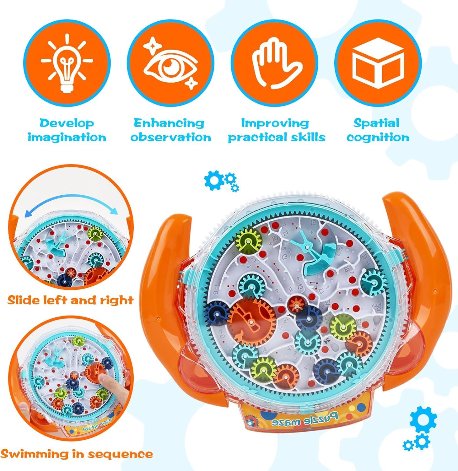 Labirinto 3D, Labirinto con 2 Palla per Bambini, Puzzle Educativo per Ragazzi e Ragazze 4-8 Anni (Arancia)