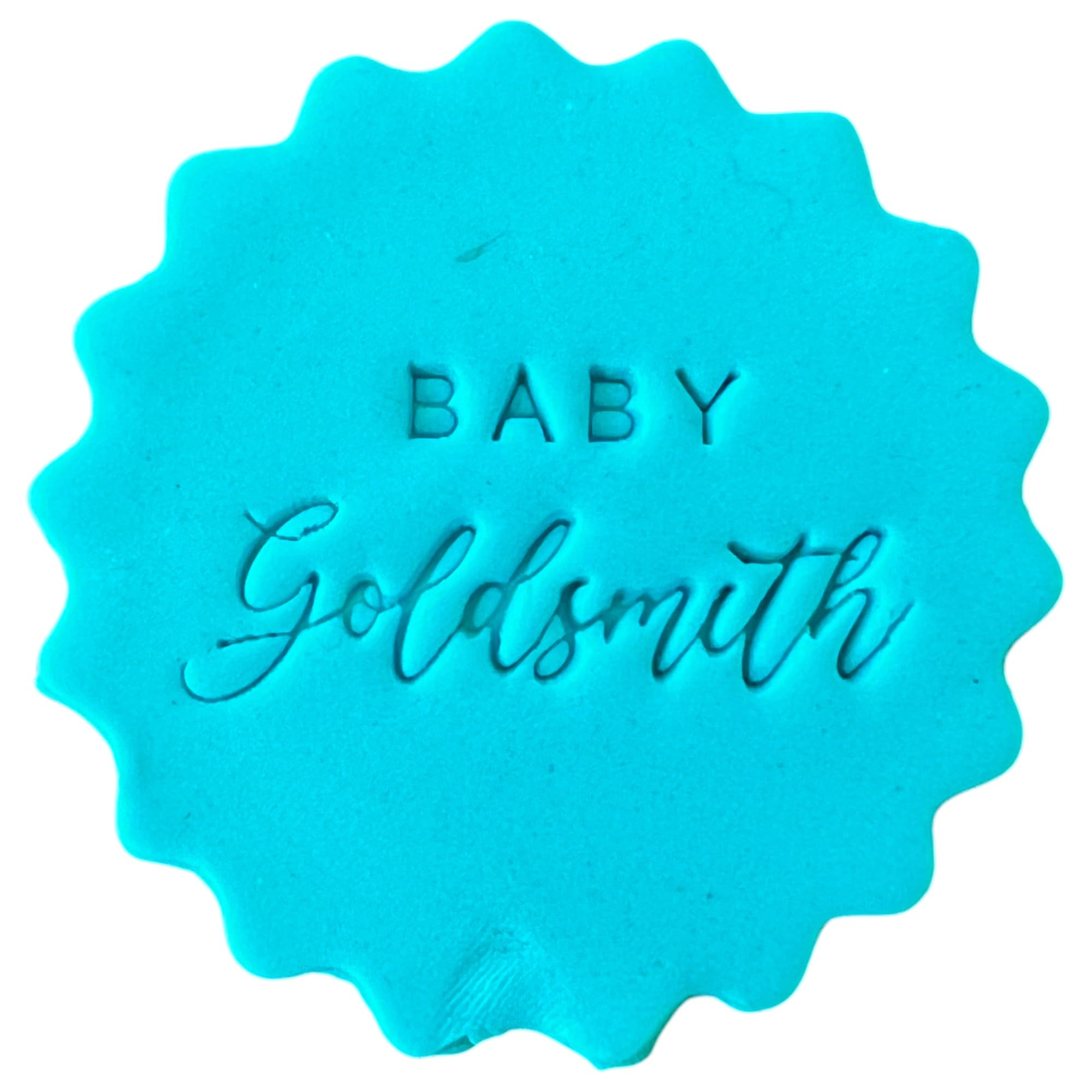 Personalised Baby Cookie Stamp with Free Scallop Cutter, Collection 1, 5cm Acrylic Biscuit Embosser, Food-Safe Plastic Baking Tool, Fits M&S All Butter Biscuits (Design 6)