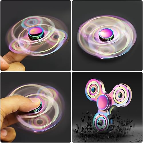 Miniatura 3 de ATESSON Fidget Spinner Juguete giratorio de 2 a 5 minutos de giros duraderos de acero inoxidable con rodamiento de metal de alta velocidad, Spinner