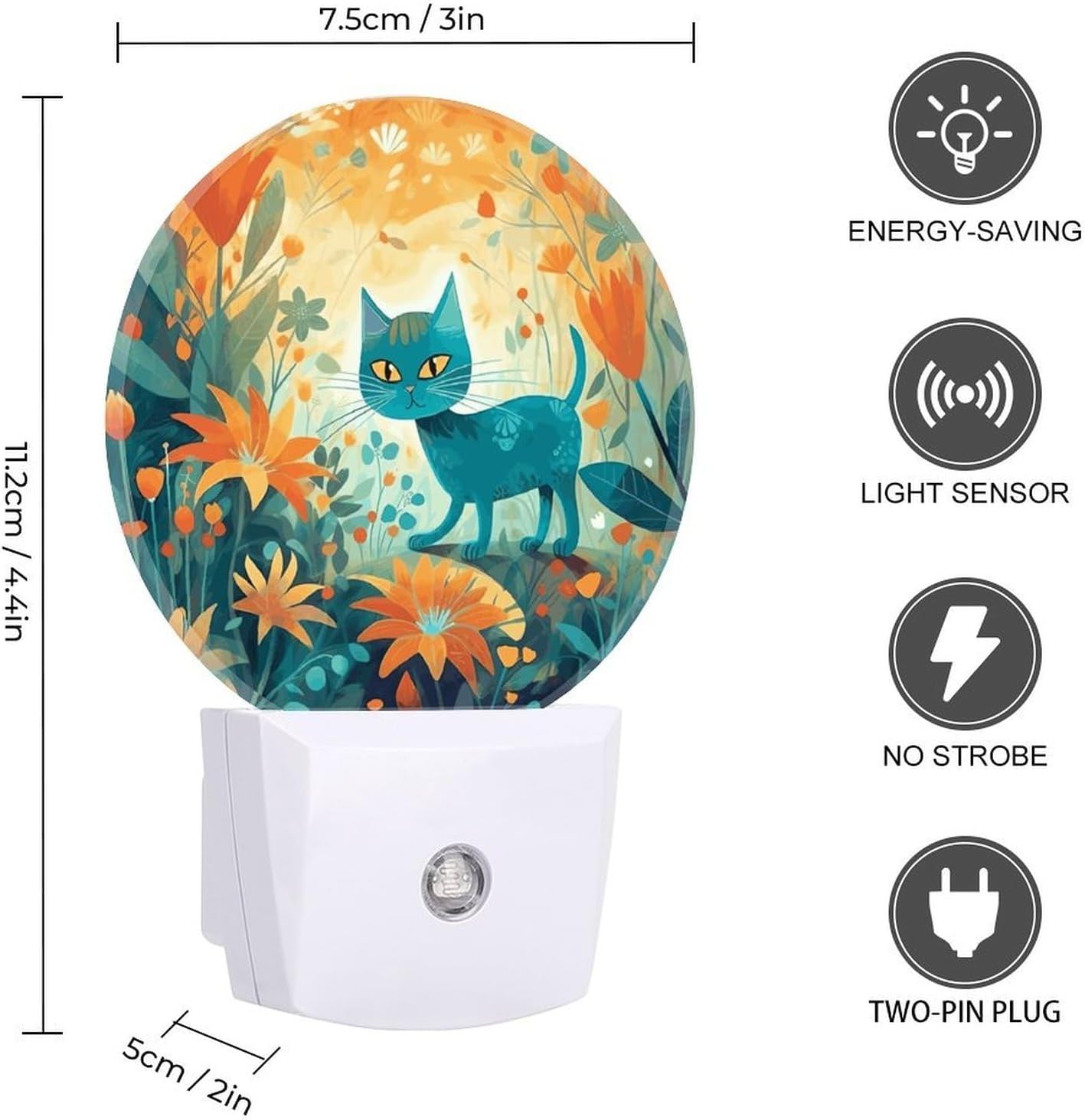 Cat and Flower Plug-in LED Nightlight Wall Night Light image 2