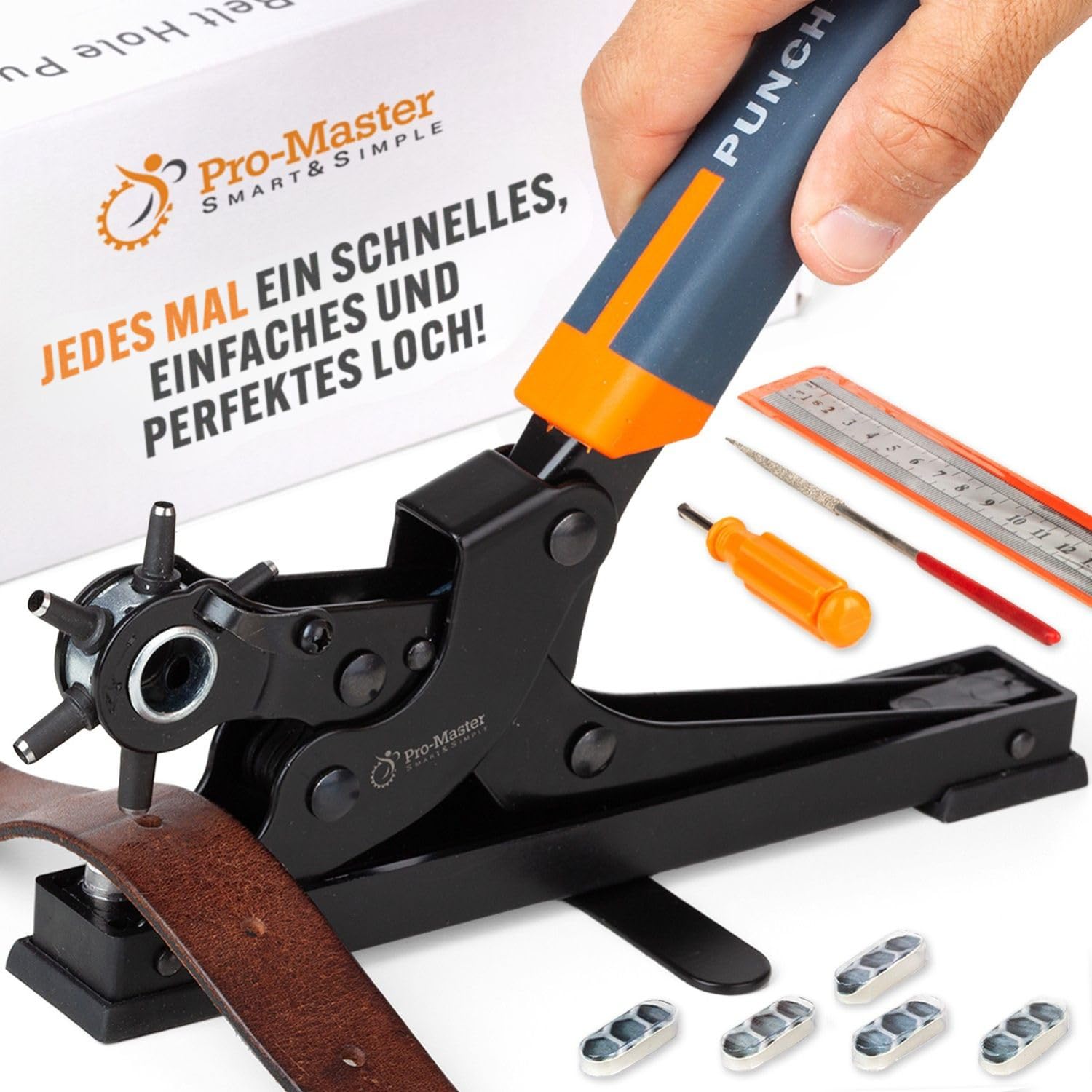 Desktop Leder Gürtel Locher Werkzeug - einfacher zu bedienen Tabletop Design für Uhrenarmband, Handtasche Gurt. Heavy Duty Kohlenstoffstahl, Präzision 6 Größen Locher für Stoff, Handwerk, einfach DIY