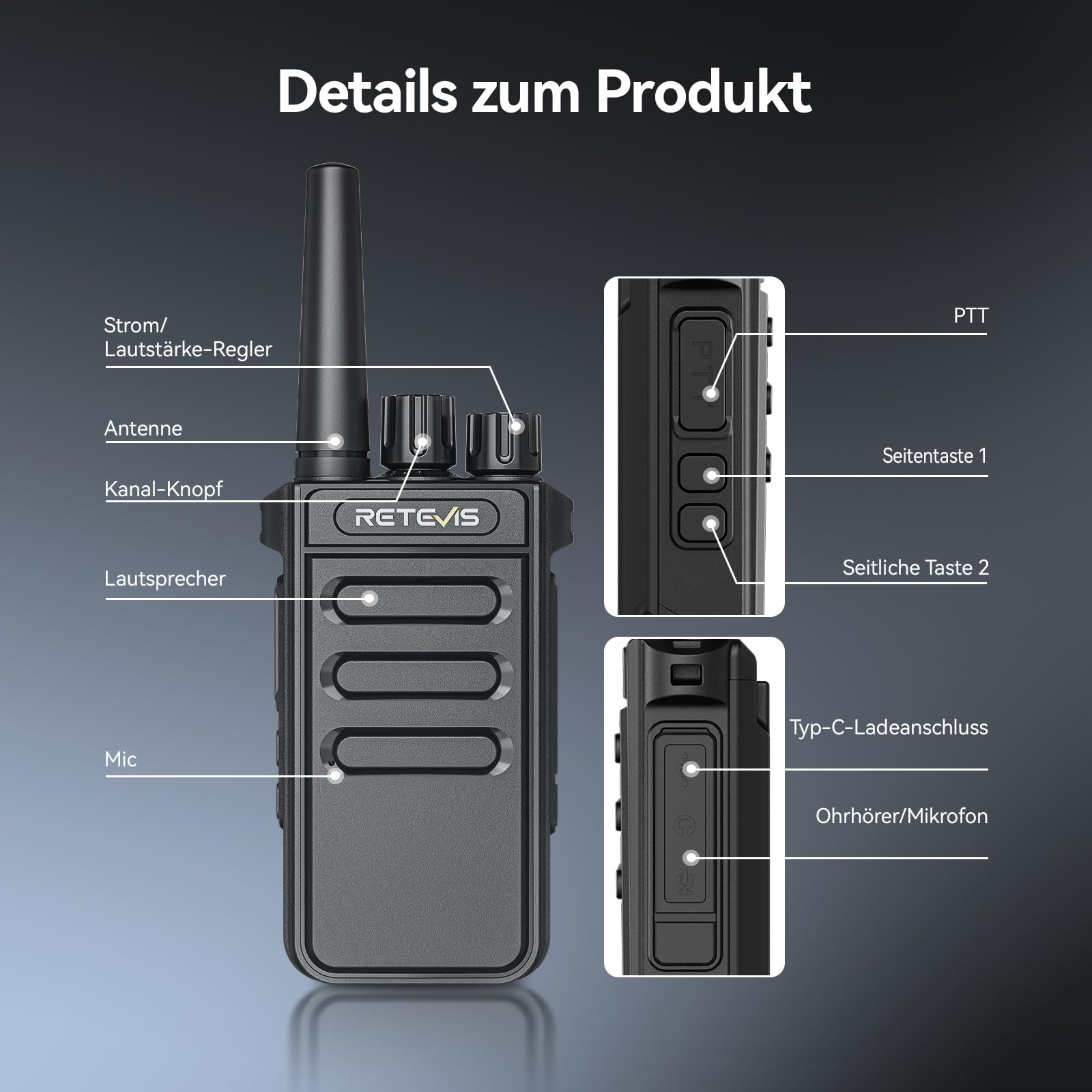 Retevis MateTalk P64 Digitales Funkgerät Lizenzfrei, Professionelles Walkie-Talkie Kompatibel mit Motorola, Gruppenruf, Sicherheit, Kommerzielles Funkgerät für Hotels und Immobilien (2er-Pack)