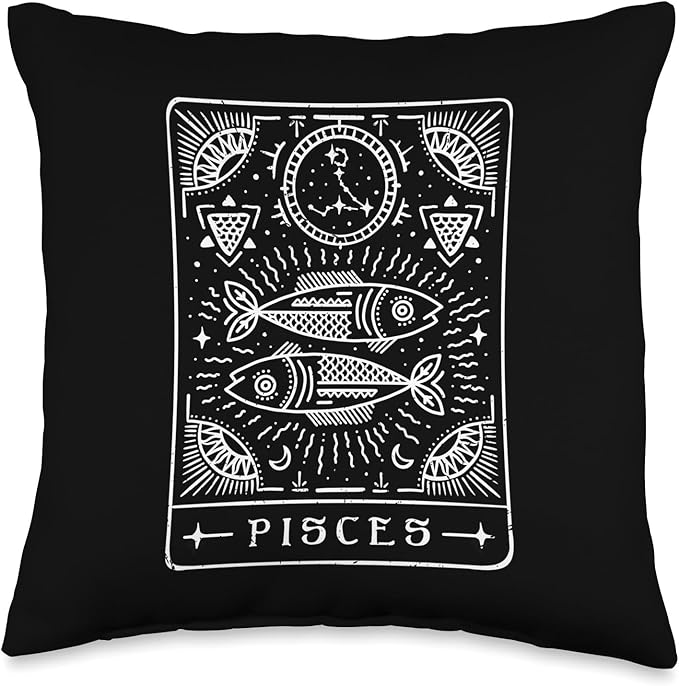 Pisces Tarot / Pisces Zodiac Sign / Pisces Birthday Month Throw Pillow