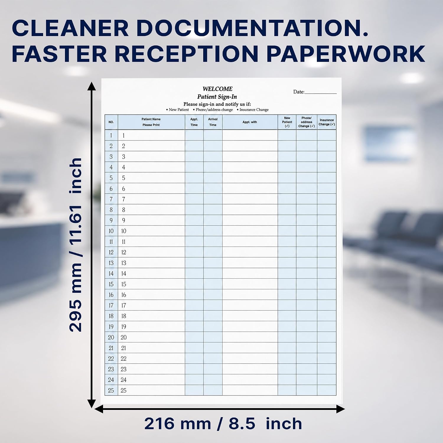 25 Pack Patient Sign in Sheets, Peel Off Adhesive Labels, 3 Part Carbonless Private Medical Forms for Medical, Dental Office, Patient Sign in Sheets Peel Off for Easy Recordkeeping 8.5" х11.6 (25)